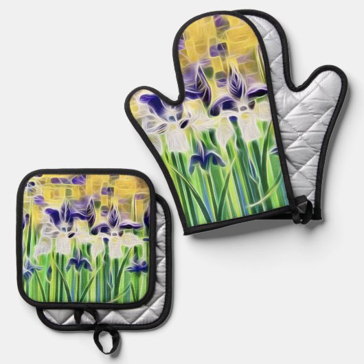 Abstract Iris Pot Holder Set (Vorderseite/Rückseite)