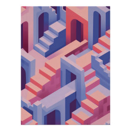  Abstract Isometric Stairs and Arches Poster