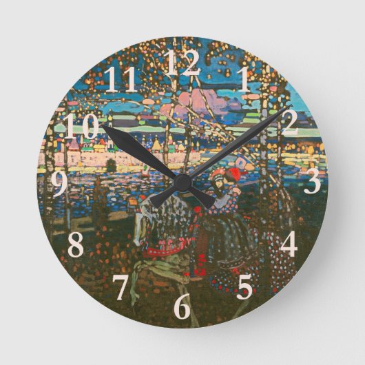 Abstract Kandinski Riding Couple Art Painting Runde Wanduhr (Vorderseite)