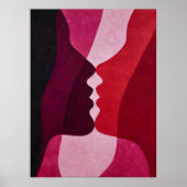 Abstract Kissing Silhouettes in Red & Magenta Poster (Vorne)