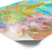 Abstract Landscape Art Tree Pink Aqua Flowers Fotodruck (Ecke)