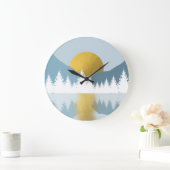 Abstract Landscape Golden Winter Sunset Sunrise Große Wanduhr (Zuhause)