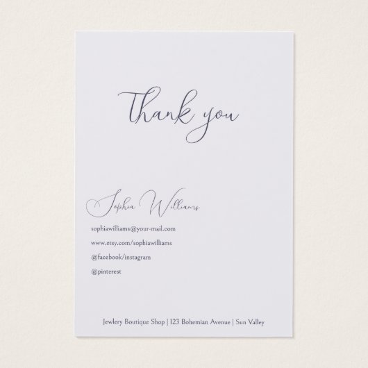 Abstract Lavander Necklace Jewelry Display Card (Rückseite)