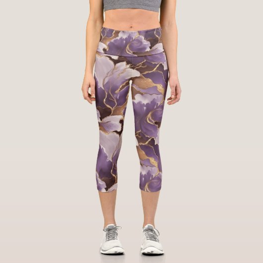 abstract lavender and gold capri leggings (Vorderseite)