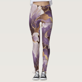 abstract lavender and gold leggings