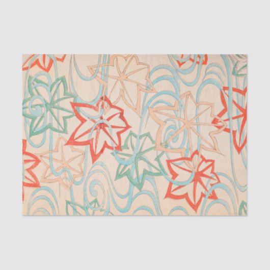 Abstract Leaves Print Vintage Japanese Pattern Seidenpapier (Vorderseite)