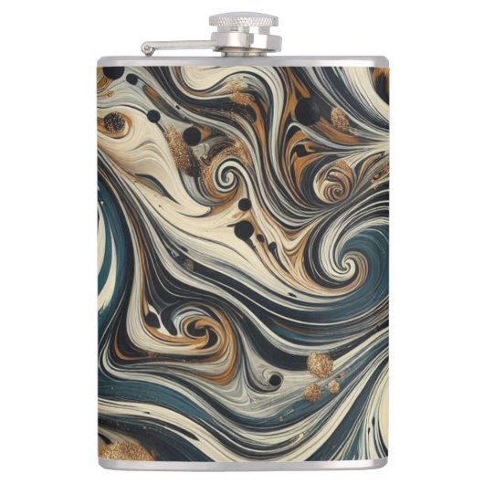 Abstract Leopard Print Swirl Flachmann (Vorderseite)