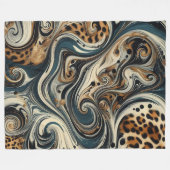 Abstract Leopard Print Swirl Fleecedecke (Vorderseite (Horizontal))