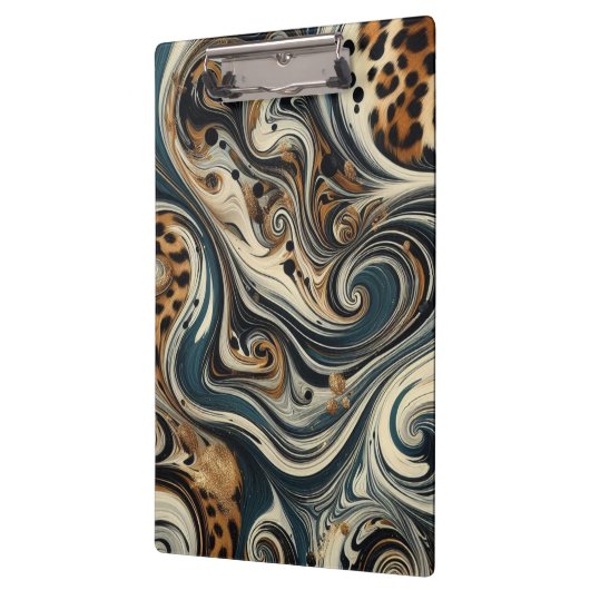Abstract Leopard Print Swirl Klemmbrett (Links)