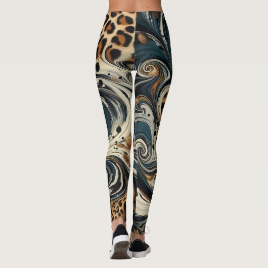 Abstract Leopard Print Swirl Leggings (Rückseite)