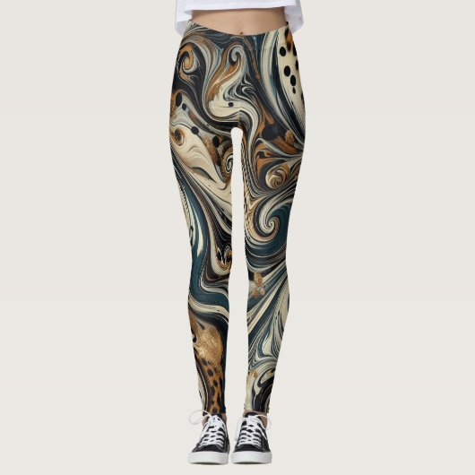 Abstract Leopard Print Swirl Leggings (Vorderseite)