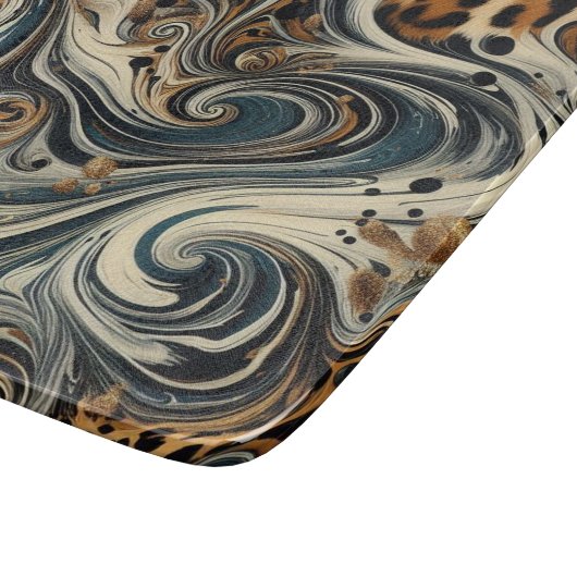 Abstract Leopard Print Swirl Schneidebrett (Ecke)