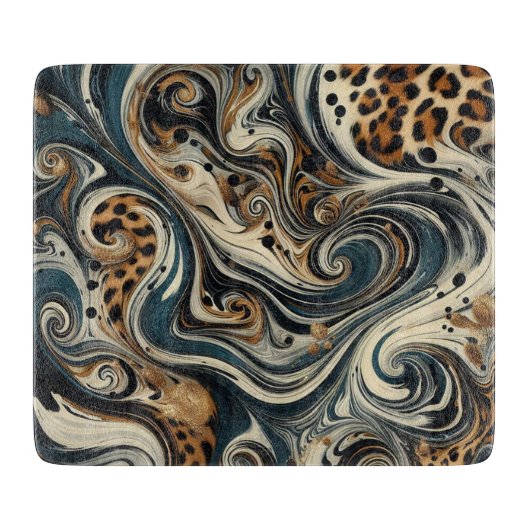 Abstract Leopard Print Swirl Schneidebrett (Vorderseite)