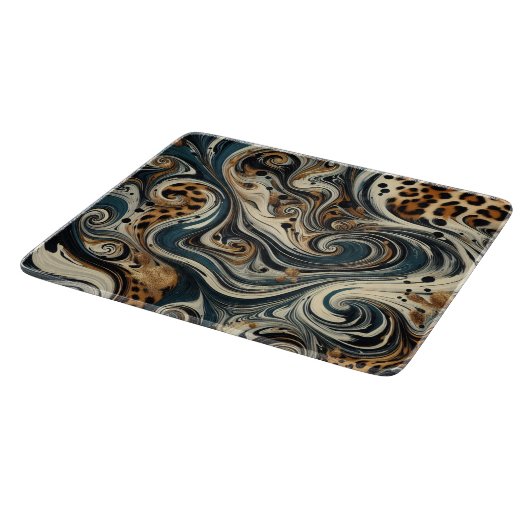 Abstract Leopard Print Swirl Schneidebrett (Ecke)