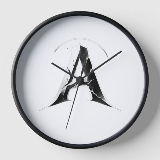 Abstract Letter A Black & White Modern Wall Clock Uhr (Vorderseite)