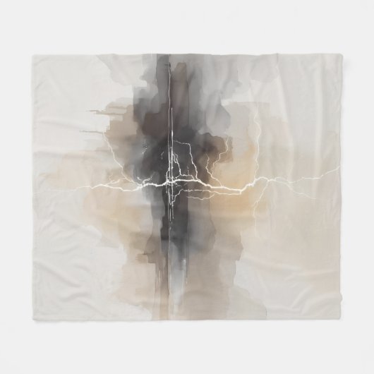 Abstract Lightning in Neutrals Print Fleecedecke (Vorderseite (Horizontal))