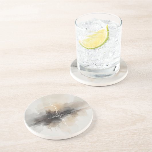 Abstract Lightning in Neutrals Print Getränkeuntersetzer (Seite)