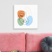 Abstract Line Art Face with Botanical Flair Leinwanddruck (Insitu (Wohnzimmer))