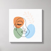 Abstract Line Art Face with Botanical Flair Leinwanddruck (Vorderseite)