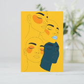 Abstract Line Art Print, Four Overlapping Faces Dankeskarte (Stehend Vorderseite)