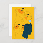 Abstract Line Art Print, Four Overlapping Faces Dankeskarte (Vorne/Hinten)