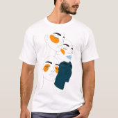Abstract Line Art Print, Four Overlapping Faces T-Shirt (Vorderseite)