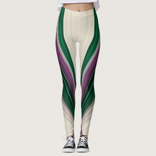 Abstract Line Pattern | Purple & Teal Leggings (Vorderseite)