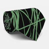 Abstract Lines - Army Green on Black Krawatte (Gerollt)