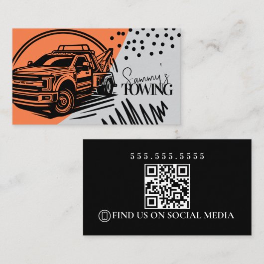 Abstract Logo QR-Code für Abschleppdienste Visitenkarte (Vorne/Hinten)