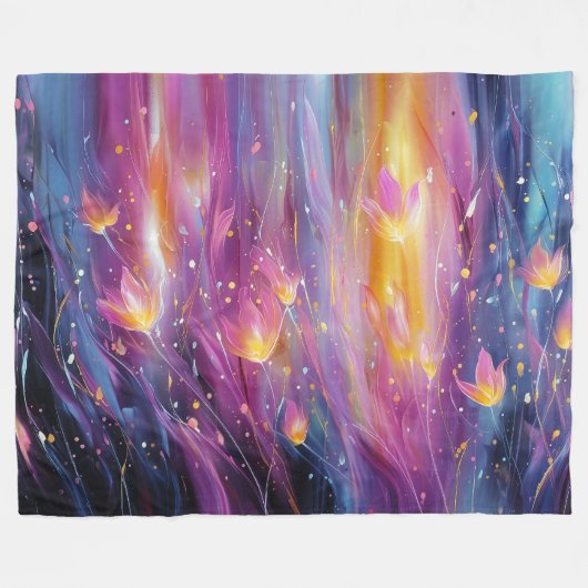 Abstract luminous floral explosion fleecedecke (Vorderseite (Horizontal))