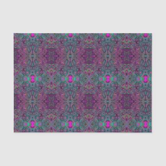 Abstract Magenta and Teal Blue Groovy Pattern Seidenpapier (Vorderseite)