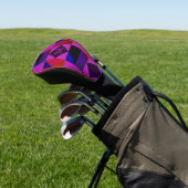 Abstract Magenta Geometric Pattern Monogram Golf Headcover (In SItu)