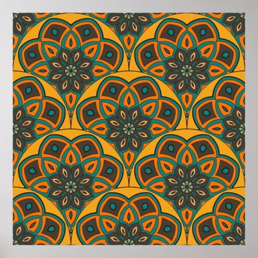 Abstract mandala fish scale seamless pattern. Orna Poster (Vorne)