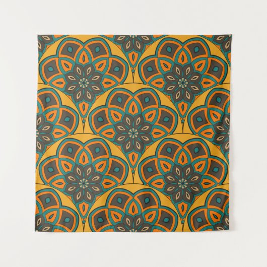 Abstract mandala fish scale seamless pattern. Orna Wandteppich (Vorderseite)