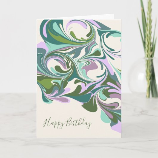 Abstract Marble in Purple and Green Birthday Karte (Vorderseite)