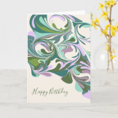 Abstract Marble in Purple and Green Birthday Karte (Gelbe Blume)