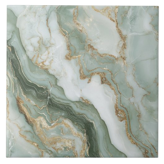 Abstract Marble Sage Green Fliese (Vorderseite)