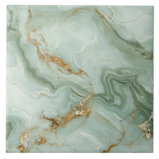 Abstract Marble Sage Green Fliese (Vorderseite)
