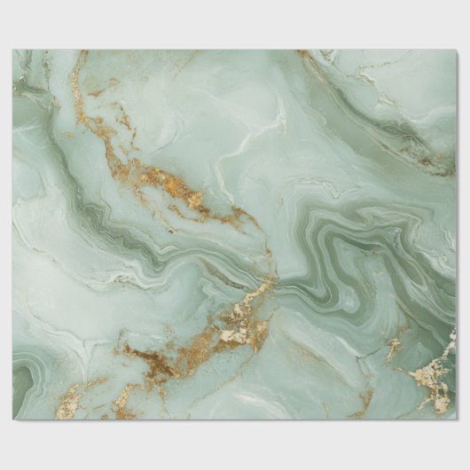 Abstract Marble Sage Green Geschenkpapier (Flach)