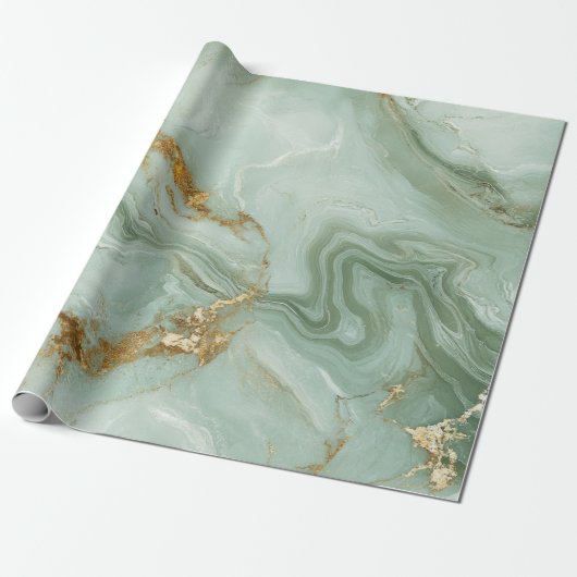 Abstract Marble Sage Green Geschenkpapier (Ungerollt)