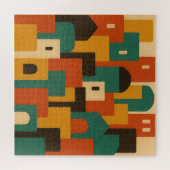 Abstract Mediterranean Village Geometric Puzzle (Horizontal)