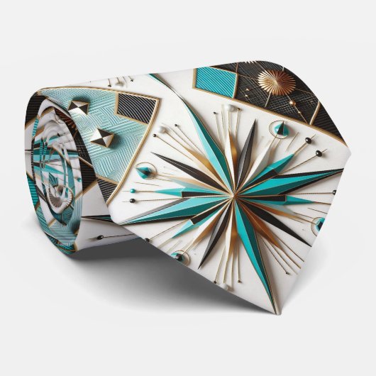 Abstract Mid Century Modern Starburst DIamond Krawatte (Gerollt)