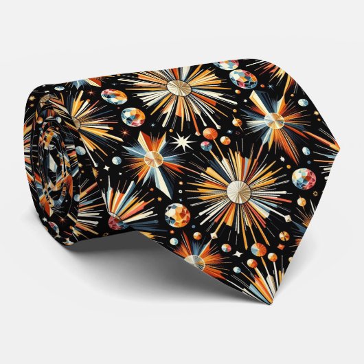 Abstract Mid Century Modern Starburst Diamond Krawatte (Gerollt)