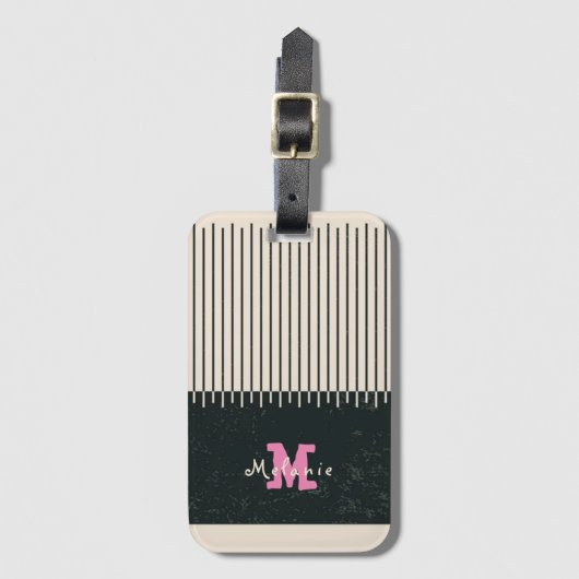 Abstract minimal style sketched trendy Monogram Gepäckanhänger (Vorderseite Vertikal)