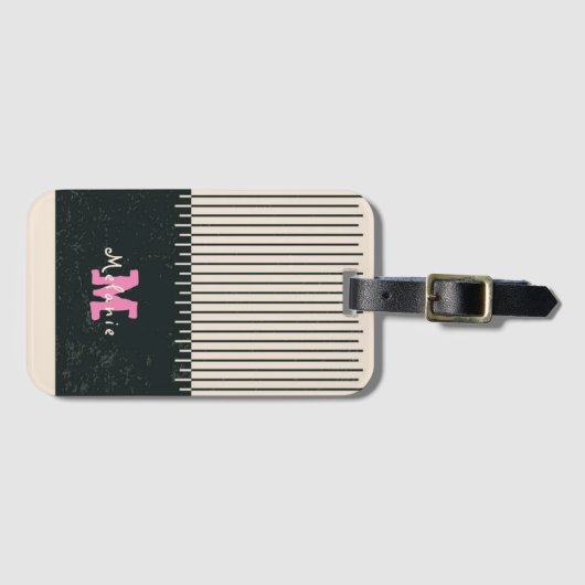 Abstract minimal style sketched trendy Monogram Gepäckanhänger (Vorderseite (Horizontal))