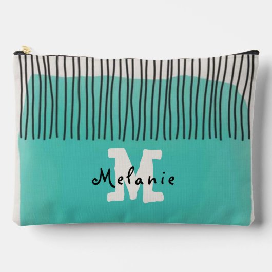 Abstract minimal style sketched trendy Monogram Zubehörtasche (Vorderseite)