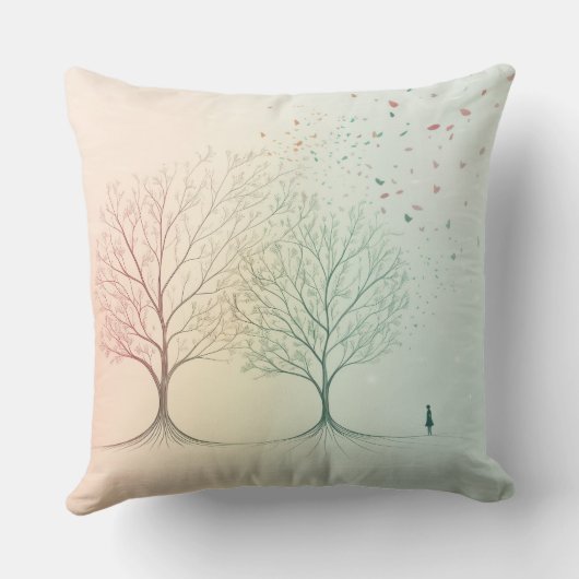 Abstract Minimal Tree of Life Pillow Pastel Kissen (Rückseite)