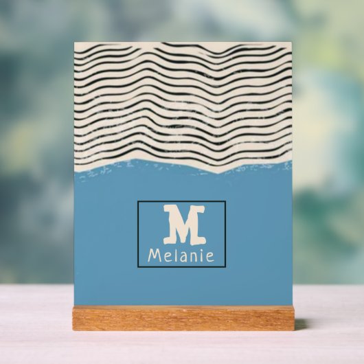 Abstract minimalist artistic lines Monogram Acrylschild (Neutral)