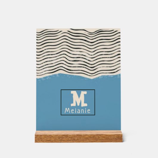 Abstract minimalist artistic lines Monogram Acrylschild (Vorderseite)