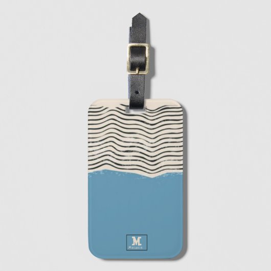 Abstract minimalist artistic lines Monogram Gepäckanhänger (Vorderseite Vertikal)